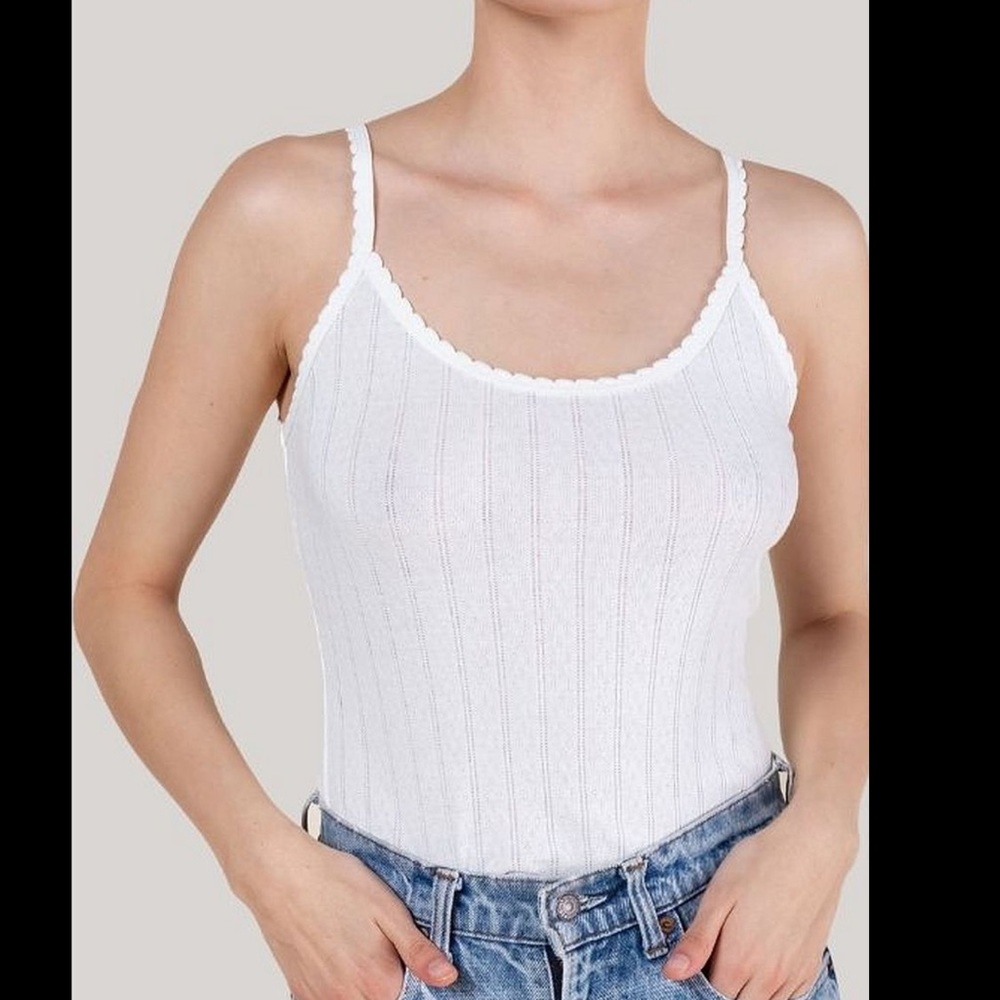 LESET
Pointelle-knit cotton-jersey tank